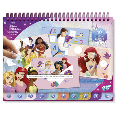 Carte de colorat & abtibilduri cu numere - Disney Princess