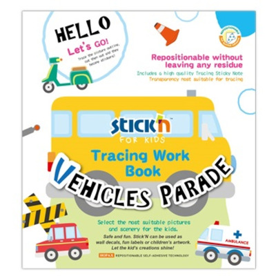 Carte educativa Stickn Tracing Work Book - Vehicles Parade