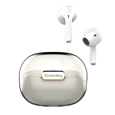 Casti Wireless ColorWay Slim TWS-2, control prin atingere, microfon incorporat - alb
