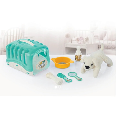 Catelus cu accesorii si cusca - Pastel