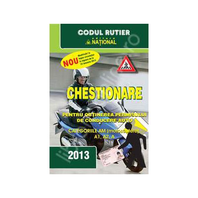 Chestionare pentru obtinerea permisului auto. Categoriile AM (motoscutere), A1, A2, A