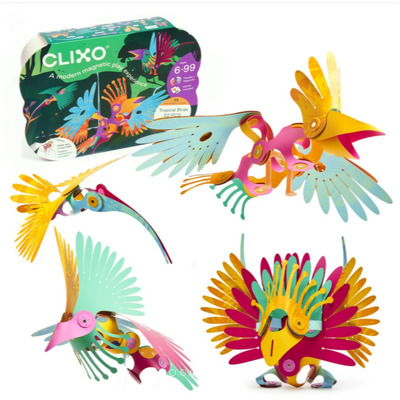 Clixo joc magnetic de construit - Pasari tropicale (22 piese)