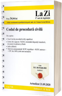 Codul de procedura civila. Cod 718. Actualizat la 21.09.2020