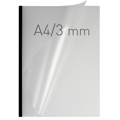 Coperti plastic PP cu sina metalica 3mm - transparent mat/negru, Opus Easy Open