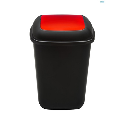 Cos plastic pentru reciclare selectiva, capacitate 28l, PLAFOR Quatro - negru cu capac rosu