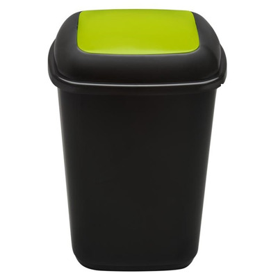 Cos plastic pentru reciclare selectiva, capacitate 28l, Plafor Quatro - negru cu capac verde