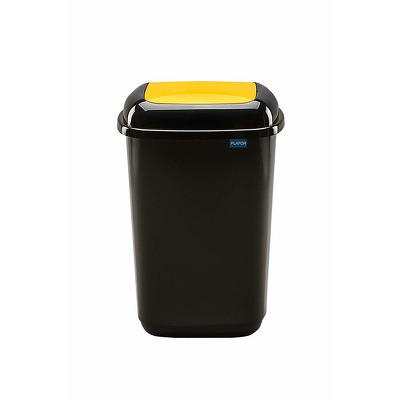 Cos plastic pentru reciclare selectiva, capacitate 45l, PLAFOR Quatro - negru cu capac galben