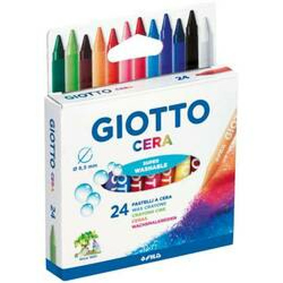 Creioane cerate din plastic, 24 culori/cutie, GIOTTO Cera
