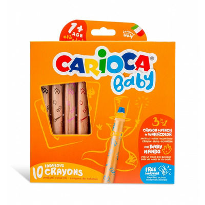 Creioane colorate 10 culori 3 in 1 Carioca Baby