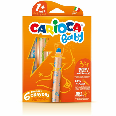 Creioane colorate, 3 in 1,  6 culori/cutie, Carioca Baby  1