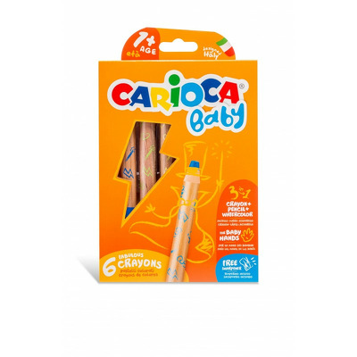 Creioane colorate 6 culori 3 in 1 Carioca Baby