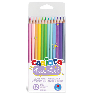 Creioane colorate Carioca Pastel, hexagonale, 12 culori/set