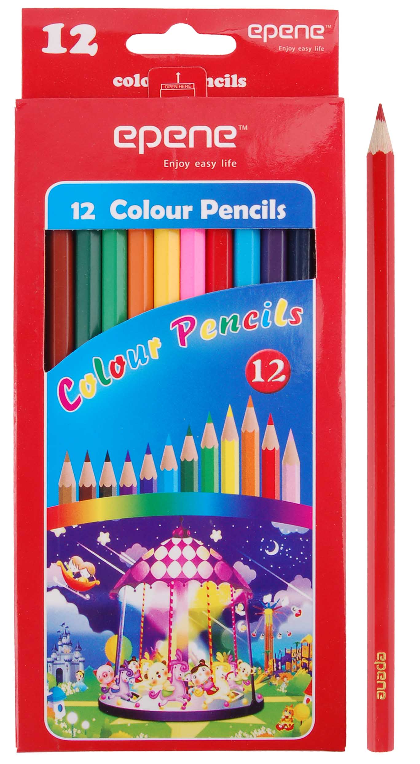 Creioane colorate, corp hexagonal, 12 culori/cutie, Epene