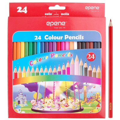 Creioane colorate, corp hexagonal, 24 culori/cutie, Epene