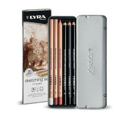 Creioane LYRA Rembrandt Sketching, pentru desene si schite, 6 buc/cutie metalica
