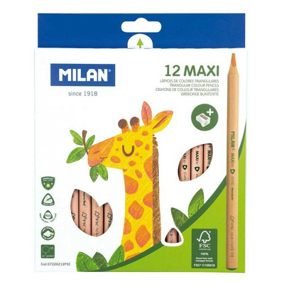Creioane MAXI FSC 12 culori, corp triunghiular