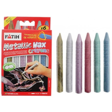 Creion color 6 culori cerat metalic, Fatih