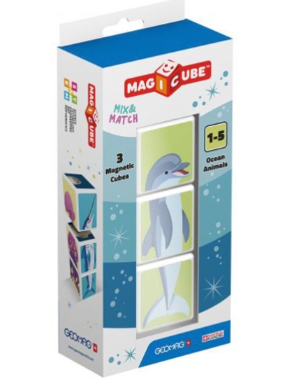 Cuburi magnetice - Animalele oceanului cu 3 piese