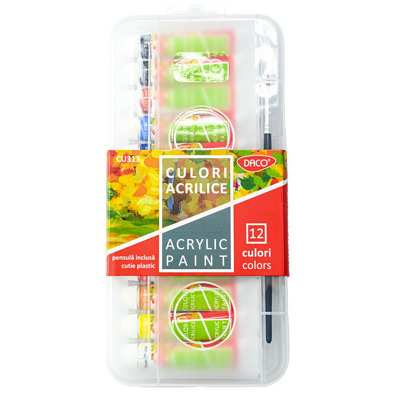 Culori acril 12 culori 12 ml cutie plastic