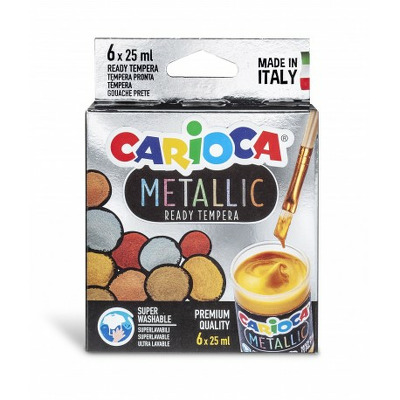 Culori tempera 6c, Metalice 25 ml, Carioca