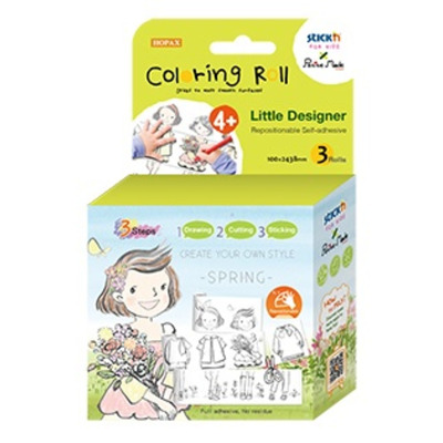 Cutie creativa cu role pentru colorat, 3 buc/set, Stickn Little Designer - primavara