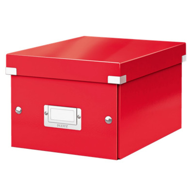 Cutie depozitare Click&Store, carton laminat, pliabila, cu capac, 22x16x28 cm, rosu