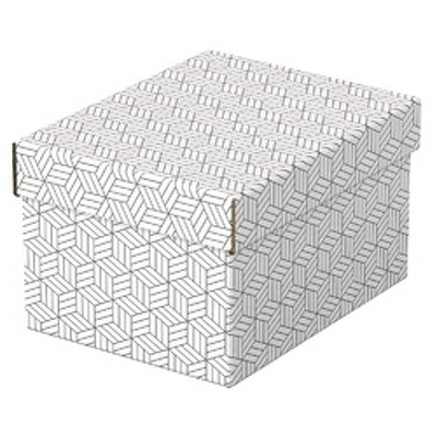 Cutie depozitare Esselte Recycled, carton, 100% reciclat, FSC, 25x20x15 cm, cu capac, 3 buc/set, alb