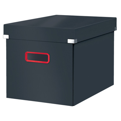 Cutie depozitare Gri Antracit Cosy Click & Store, carton laminat, pliabila, cu capac si maner, 32x31x36 cm,