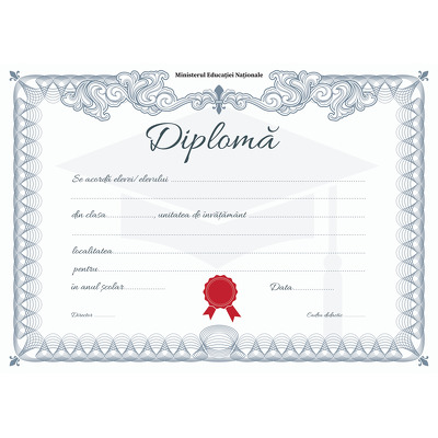 Diploma scolara pentru anul 2024 - Format A4 (model imagine academic silver)
