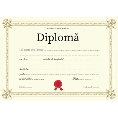 Diploma scolara pentru anul 2024 - Format A4 (model imagine aurie)