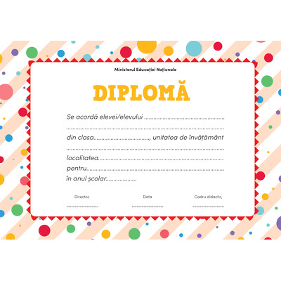 Diploma scolara pentru anul 2024 - Format A4 (model imagine buline)