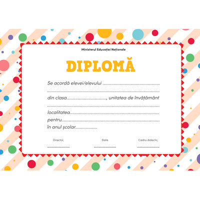 Diploma scolara pentru anul 2025 - Format A4 (model imagine buline)