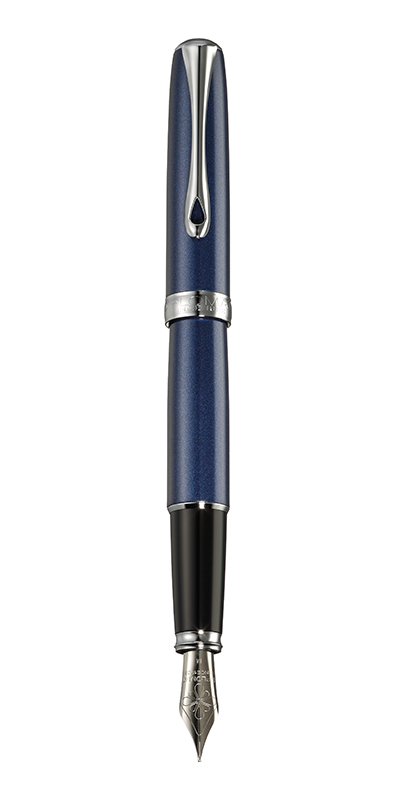 Diplomat Excellence A2 - Midnight Blue Chrome - stilou cu penita M, din otel inoxidabil