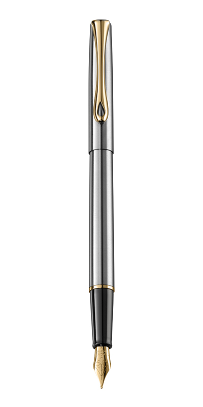 Diplomat Traveller - Stainless Steel Gold - stilou cu penita M, din otel inoxidabil