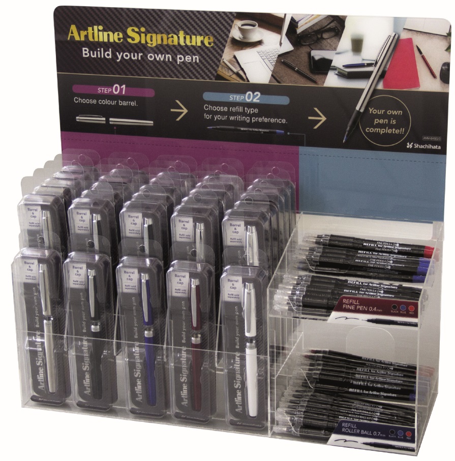 Display Artline Signature Pen, 30 carcase pix   48 rezerve/display - diverse culori