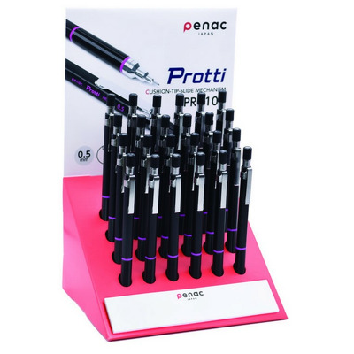 Display creioane mecanice Penac Protti PRC-105, 0.5mm, 24 buc/display - culoare corp - mov