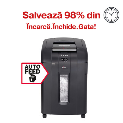 Distrugator Automat documente Rexel Auto  600X, 600 coli, P4, cross-cut (confeti)
