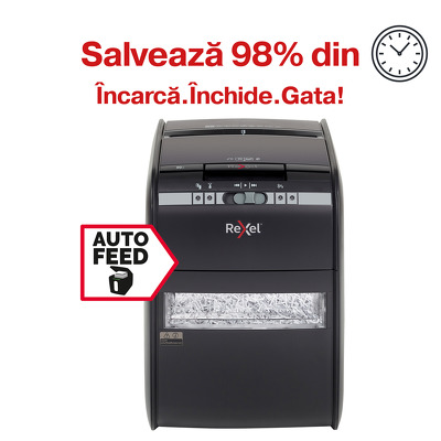 Distrugator Automat documente Rexel Auto  90X, 90 coli, P3, cross-cut (confeti)