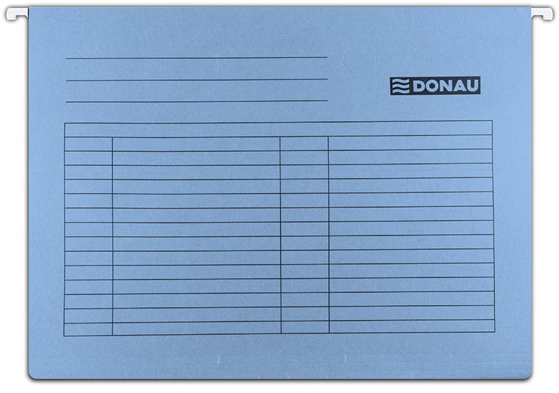 Dosar suspendabil cu eticheta, bagheta metalica, carton 230g/mp, 5 buc/set, Donau- albastru