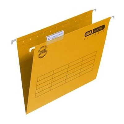 Dosar suspendabil cu eticheta, bagheta metalica, carton 330g/mp, Verticfile Ultimate - galben