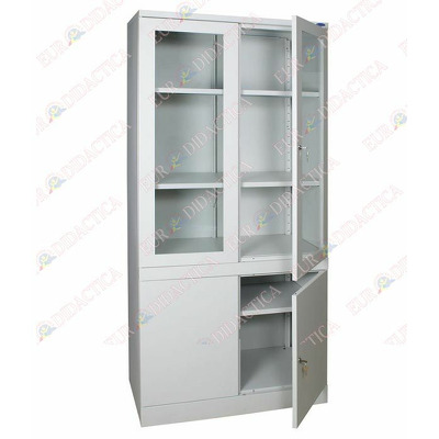 Dulap de depozitare substante chimice cu  2 usi din sticla si 2 metalice