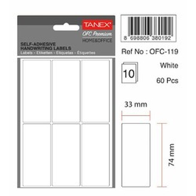 Etichete autoadezive albe, 33 x 74 mm, 180 buc/set