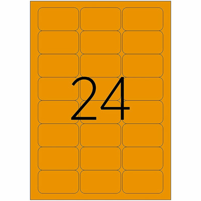 Etichete color autoadezive, 24/A4, 70 x 37mm, 25 coli/top, Tanex - orange fluorescent