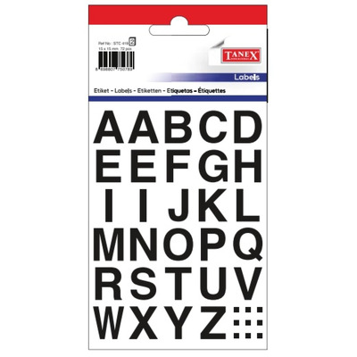 Etichete cu litere - bold, A-Z, 15 x 15 mm, 72buc/set, Tanex