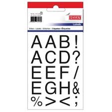 Etichete cu litere si  semne ortografie, 20 x 20 mm, 61buc/set, Tanex