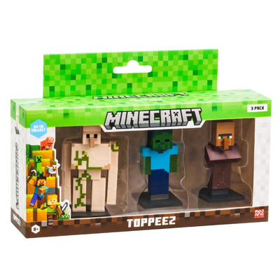 Figureine Minecraft 3D Toppeez, 3 bucati. Iron Golem - Zombie - Villanger