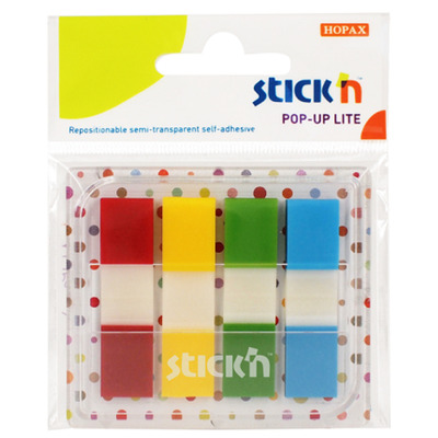 Film index autoadeziv 45 x 12mm, 4 x 20 file, cu dispenser, Stick Pop-up Lite - 4 culori trans/neo