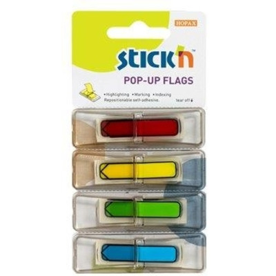 Film index autoadeziv 45 x 12mm, 4 x 30 file/set, cu dispenser, Stick Pop-up - sageata - V/G/R/A