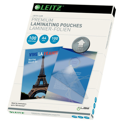 Folie pentru laminare,  A4 - 100 microni 100 folii/cutie, Leitz