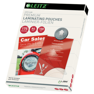 Folie pentru laminare,  A4 - 175 microni 100 folii/cutie, Leitz